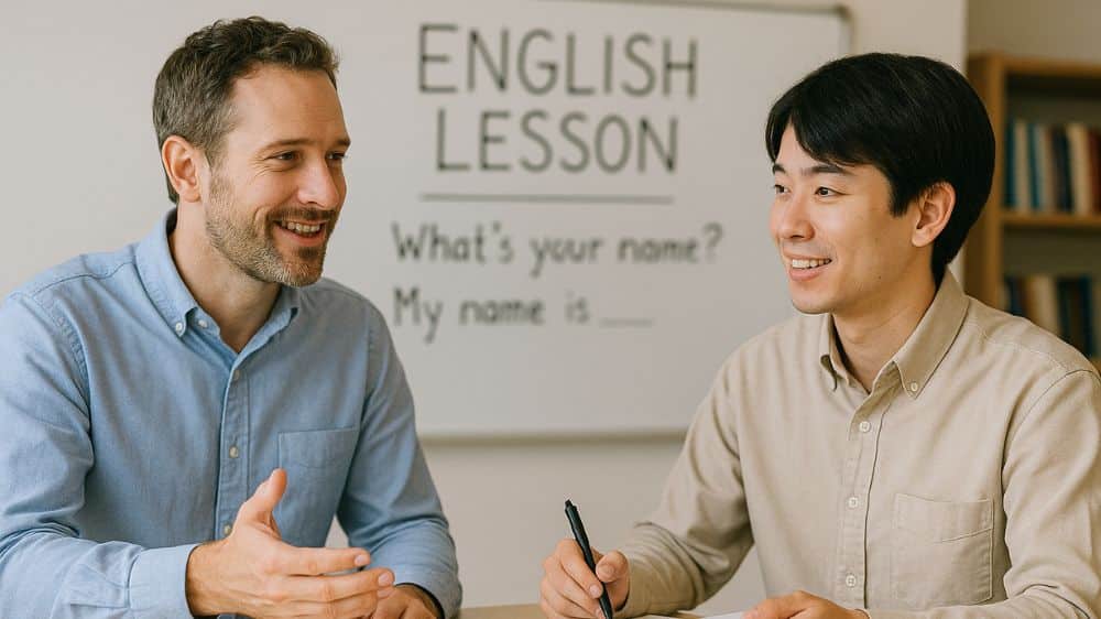 英語の勉強をしている日本人男性